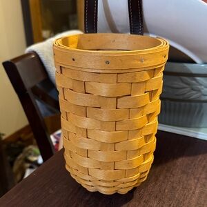 Handwoven Tan Basket with Handle